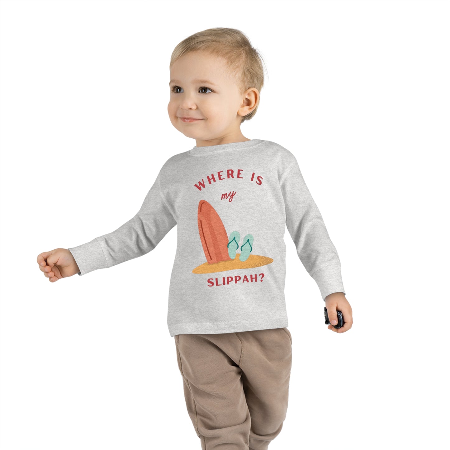 Where Is My Slippah? - Toddler Long Sleeve Tee