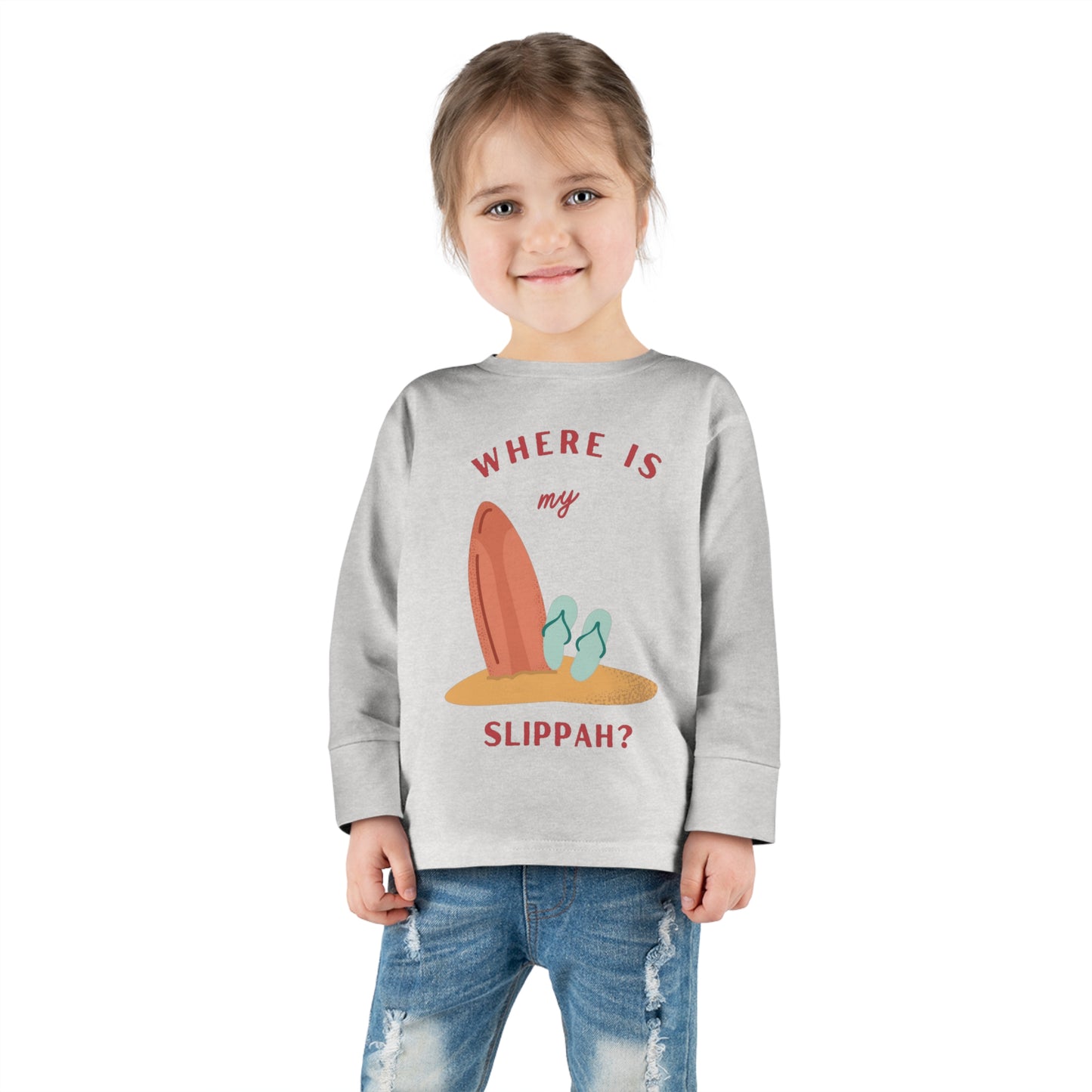 Where Is My Slippah? - Toddler Long Sleeve Tee