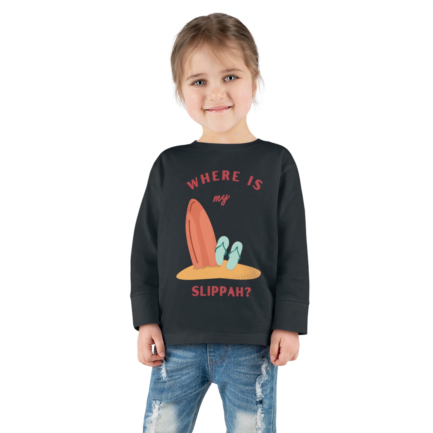 Where Is My Slippah? - Toddler Long Sleeve Tee