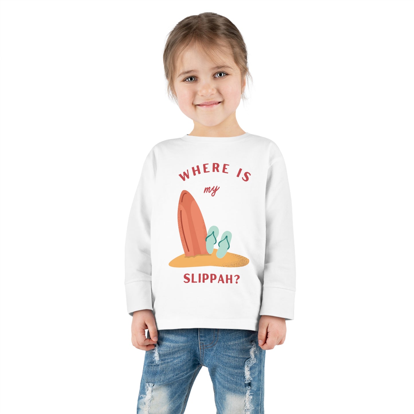 Where Is My Slippah? - Toddler Long Sleeve Tee