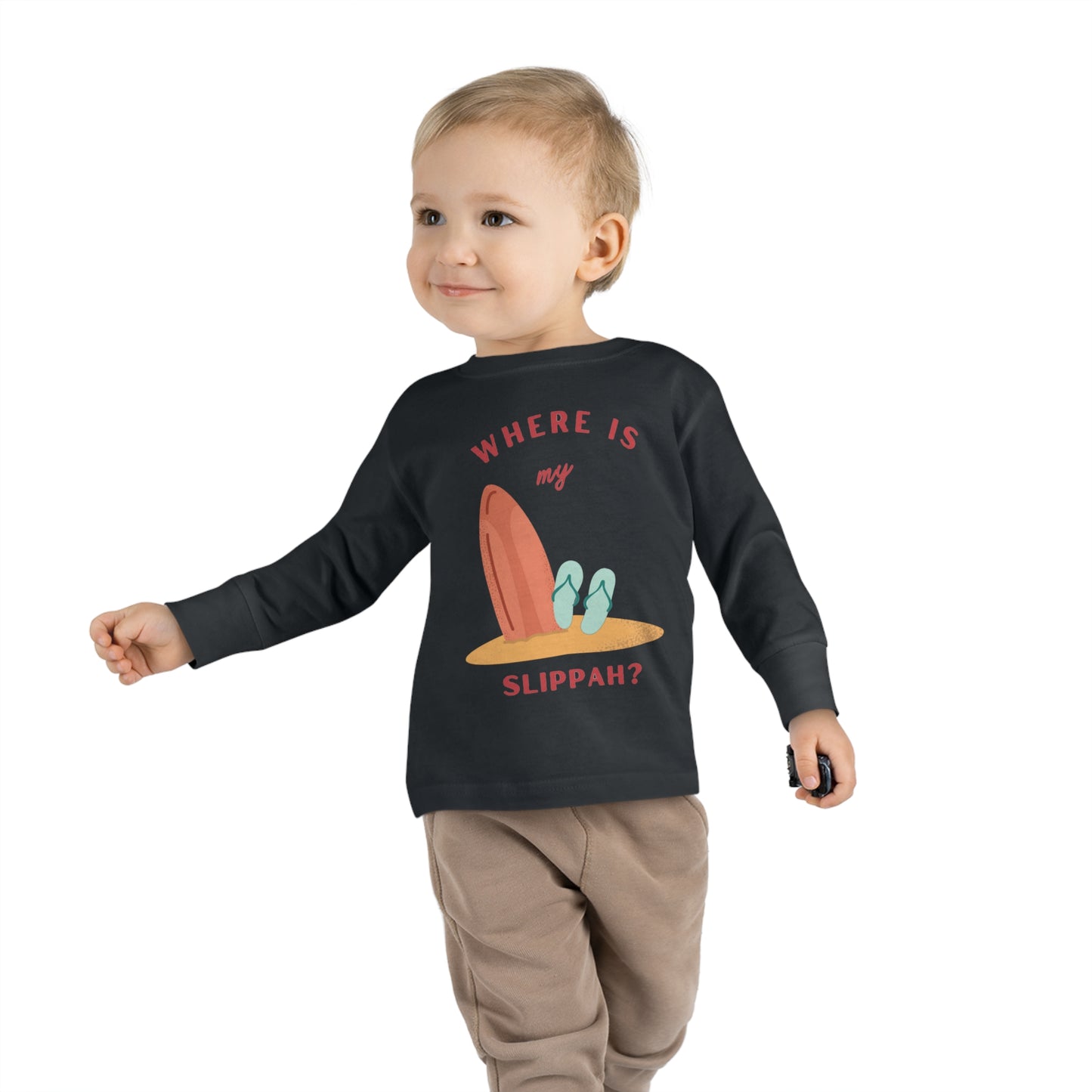 Where Is My Slippah? - Toddler Long Sleeve Tee