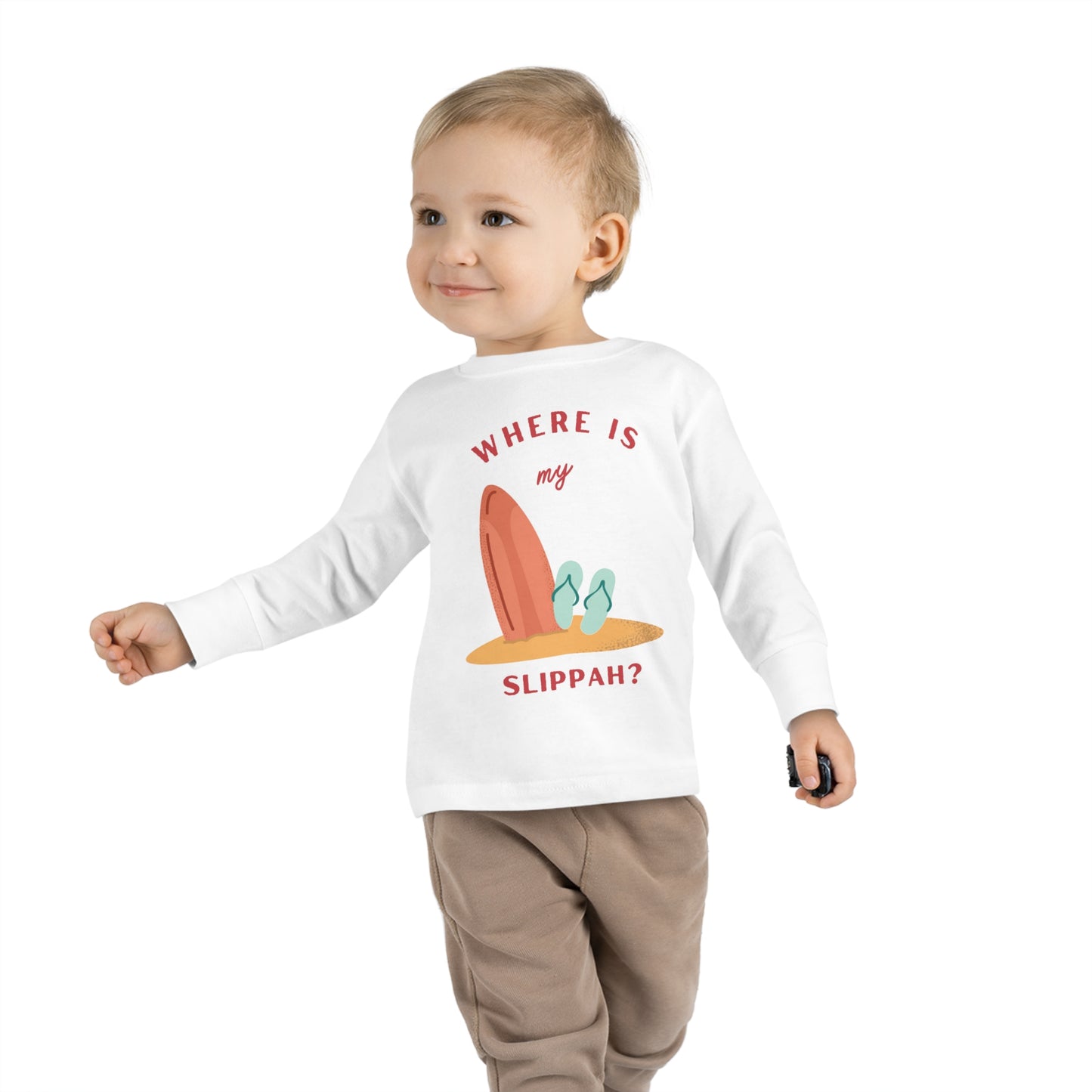 Where Is My Slippah? - Toddler Long Sleeve Tee