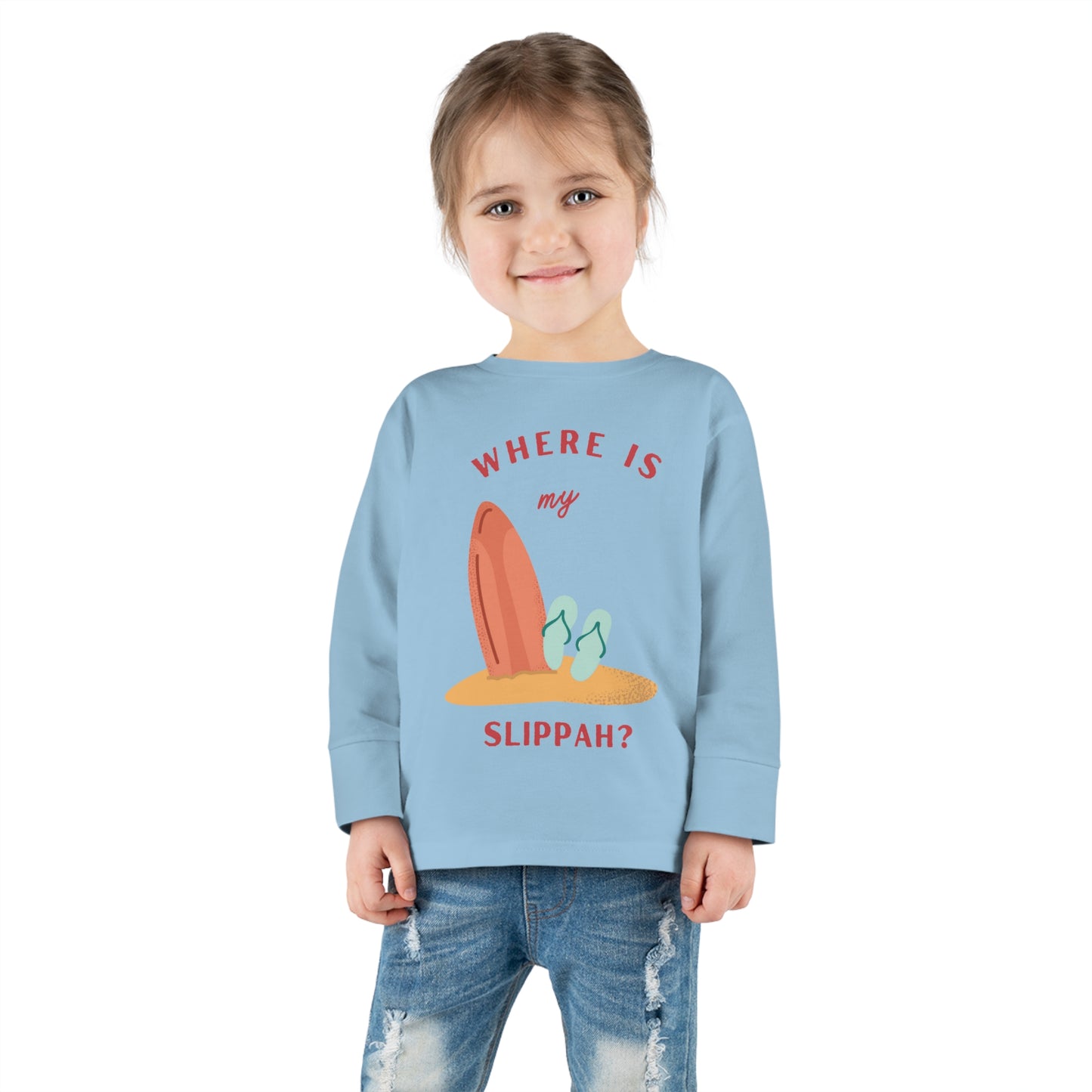 Where Is My Slippah? - Toddler Long Sleeve Tee