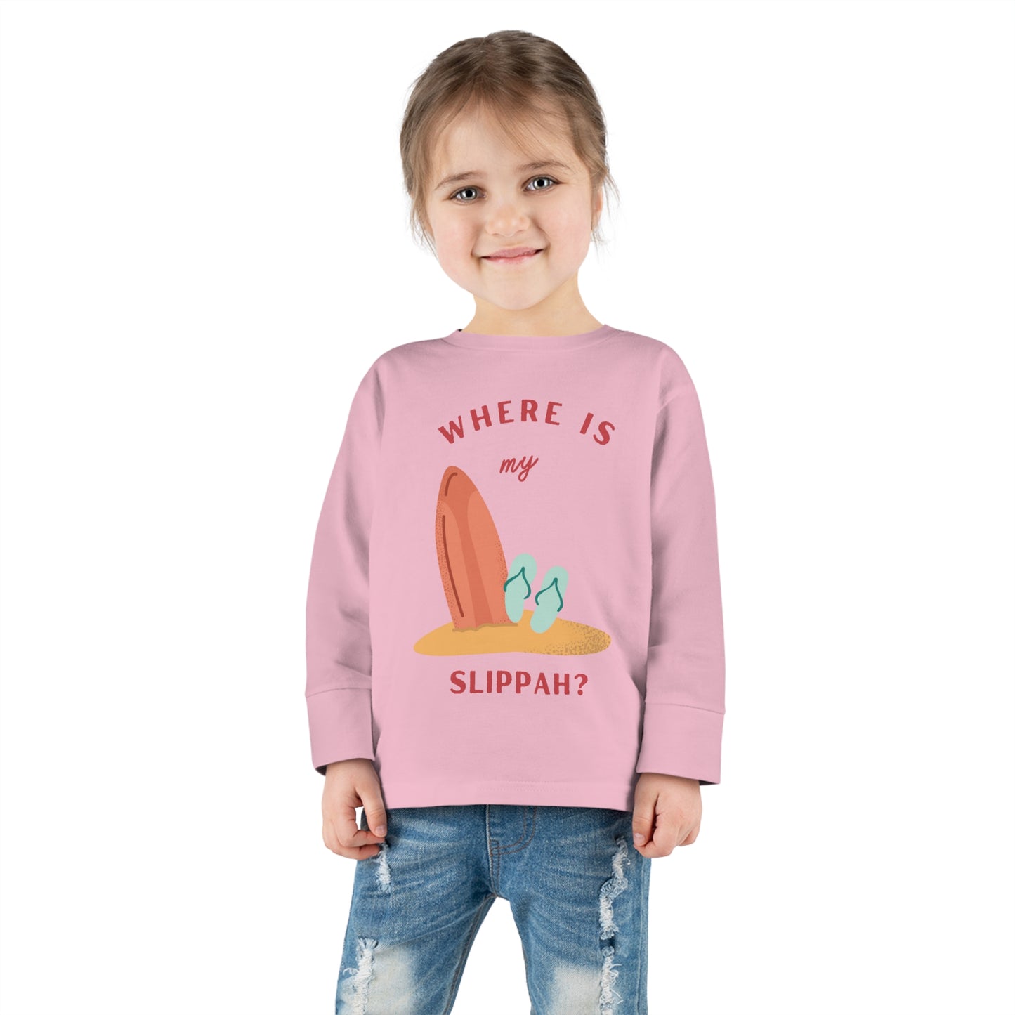 Where Is My Slippah? - Toddler Long Sleeve Tee
